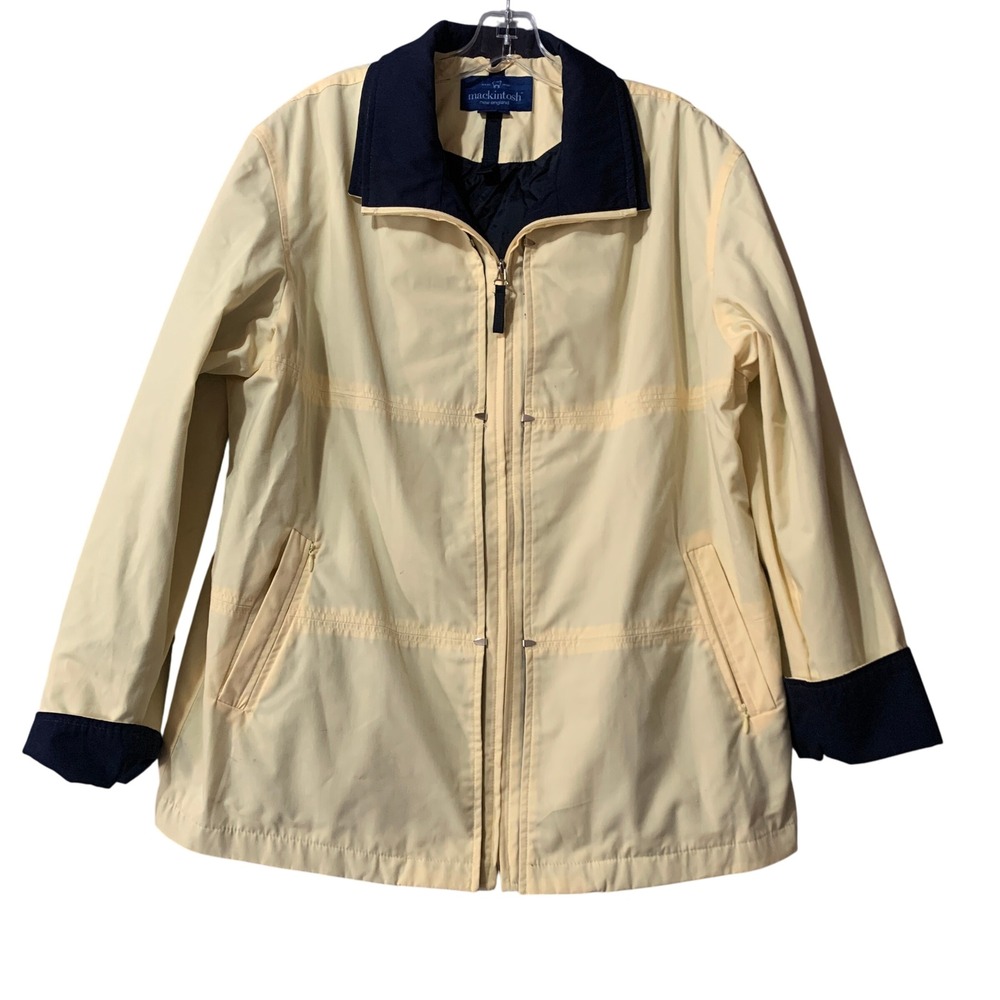 Mackintosh New England Lightweight Jacket‎ Raincoat Yellow Navy Size L Coastal